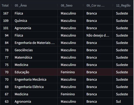 Figura 2 – Resultado do software AIP do perfil interseccional dos bolsistas produtividade CNPq (2022)

